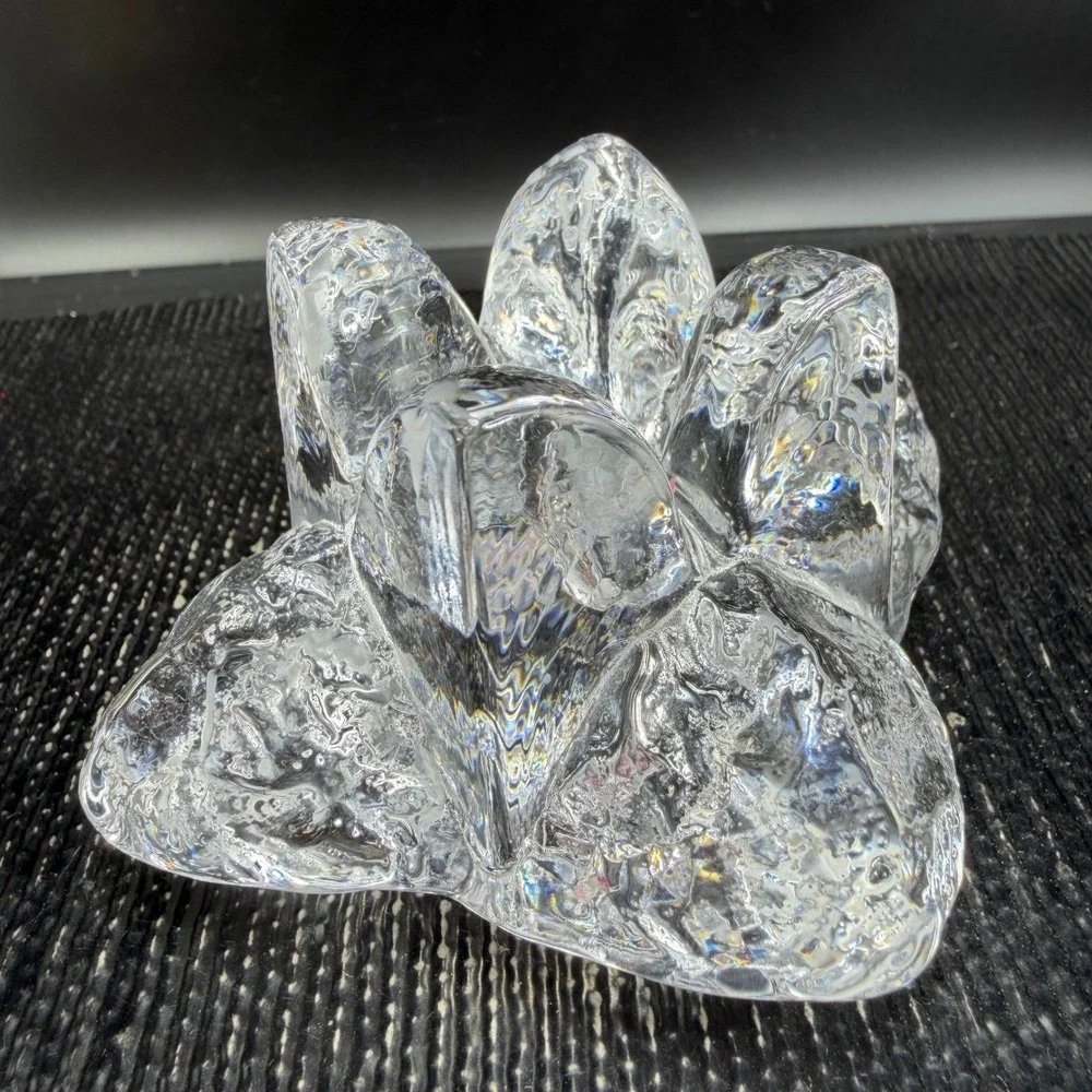 Kosta Boda Crystal Snowstar Taper Candle Holders Set 2 Ann Warff Art Glass Clear